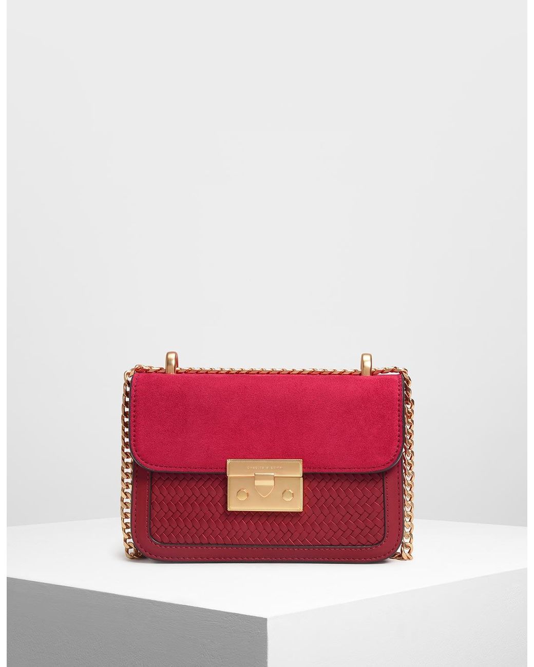 Charles Keith Push Lock Front Flap Bag in Red Lyst