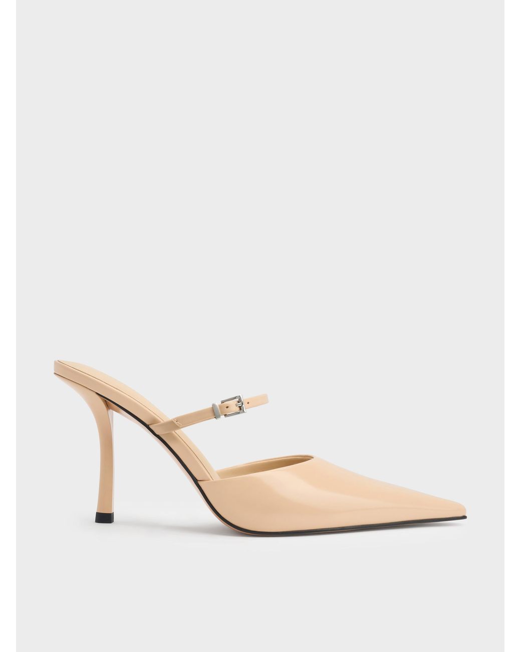 Charles & Keith Natural Tapered Square-toe Heeled Mules