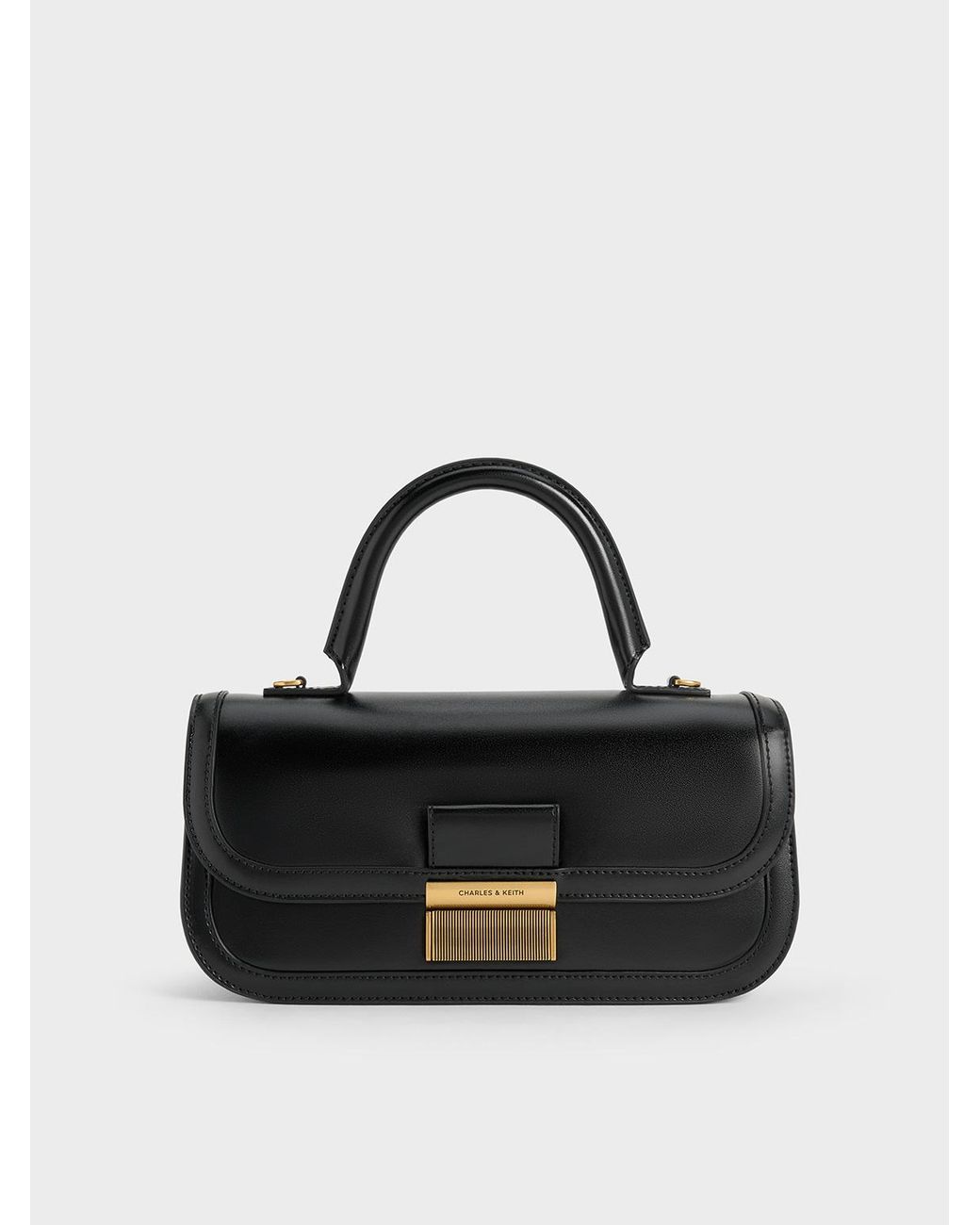 ★CHARLES&KEITH Charlot Elongated Top Handle Bag/送料込 charles-keith-Black-Charlot-