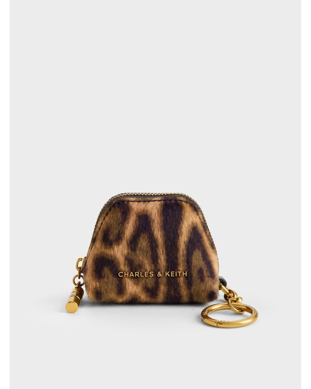Charles & Keith Brown Cesia Leopard-Print Micro Pouch