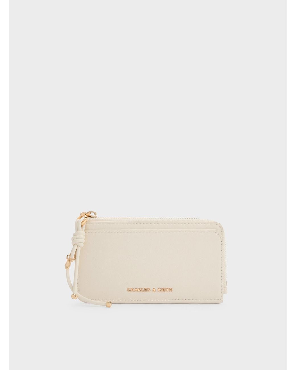 Charles & Keith Natural Everleigh Zip-Around Card Holder