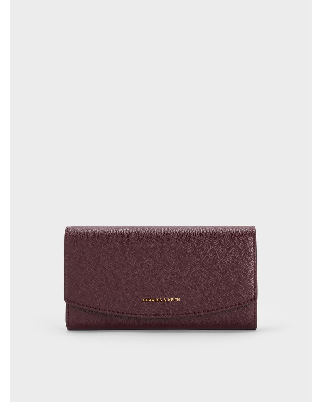 Charles & Keith Purple Briony Curved Flap Long Wallet