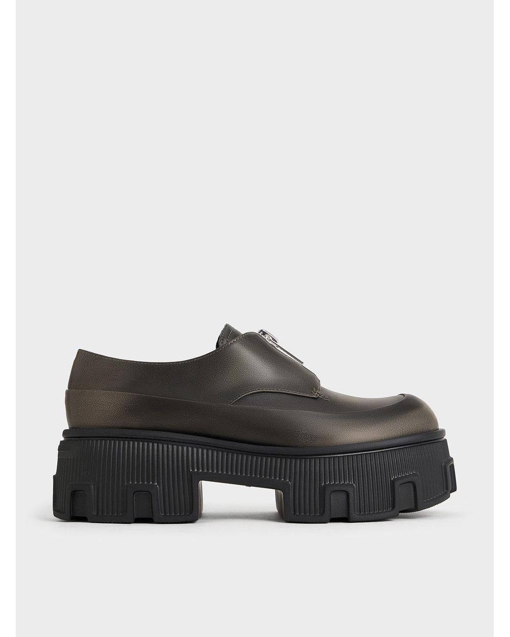 Charles & Keith Multicolor Zip-up Platform Loafers