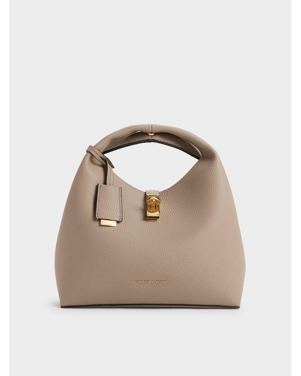Charles & Keith Natural Chance Turn-lock Bucket Bag