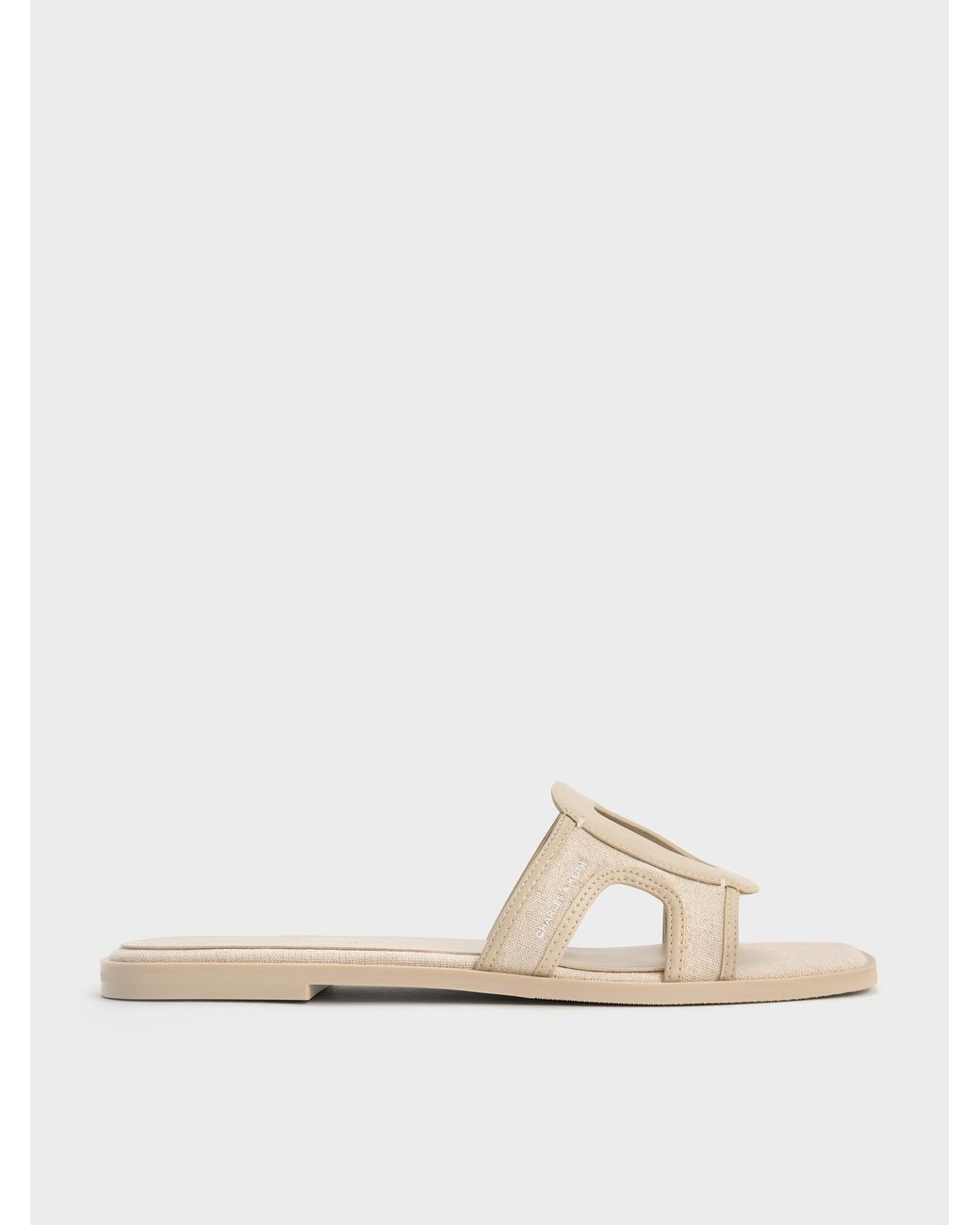 Charles & Keith Gray Easley Linen Cut-Out Slide Sandals