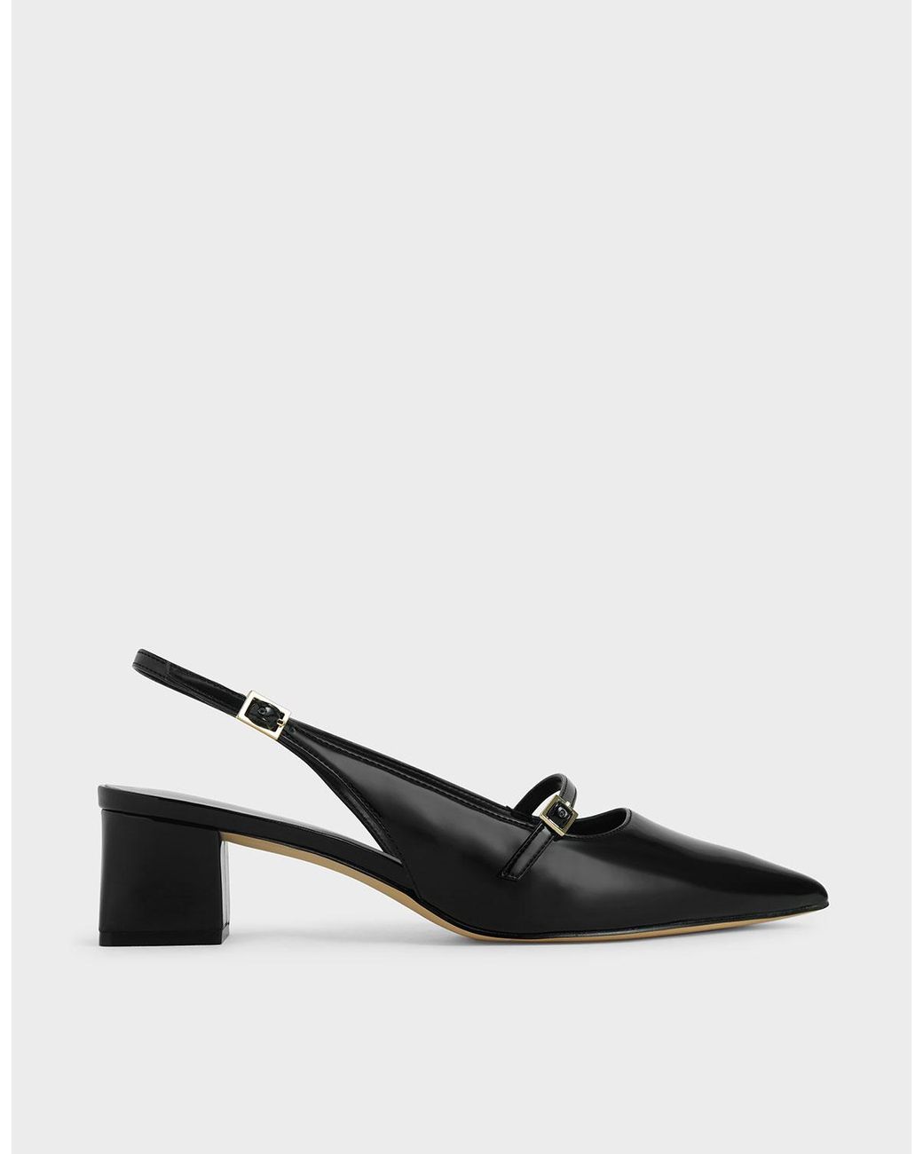 Charles & Keith Patent Mary Jane Slingback Pumps in Black - Lyst