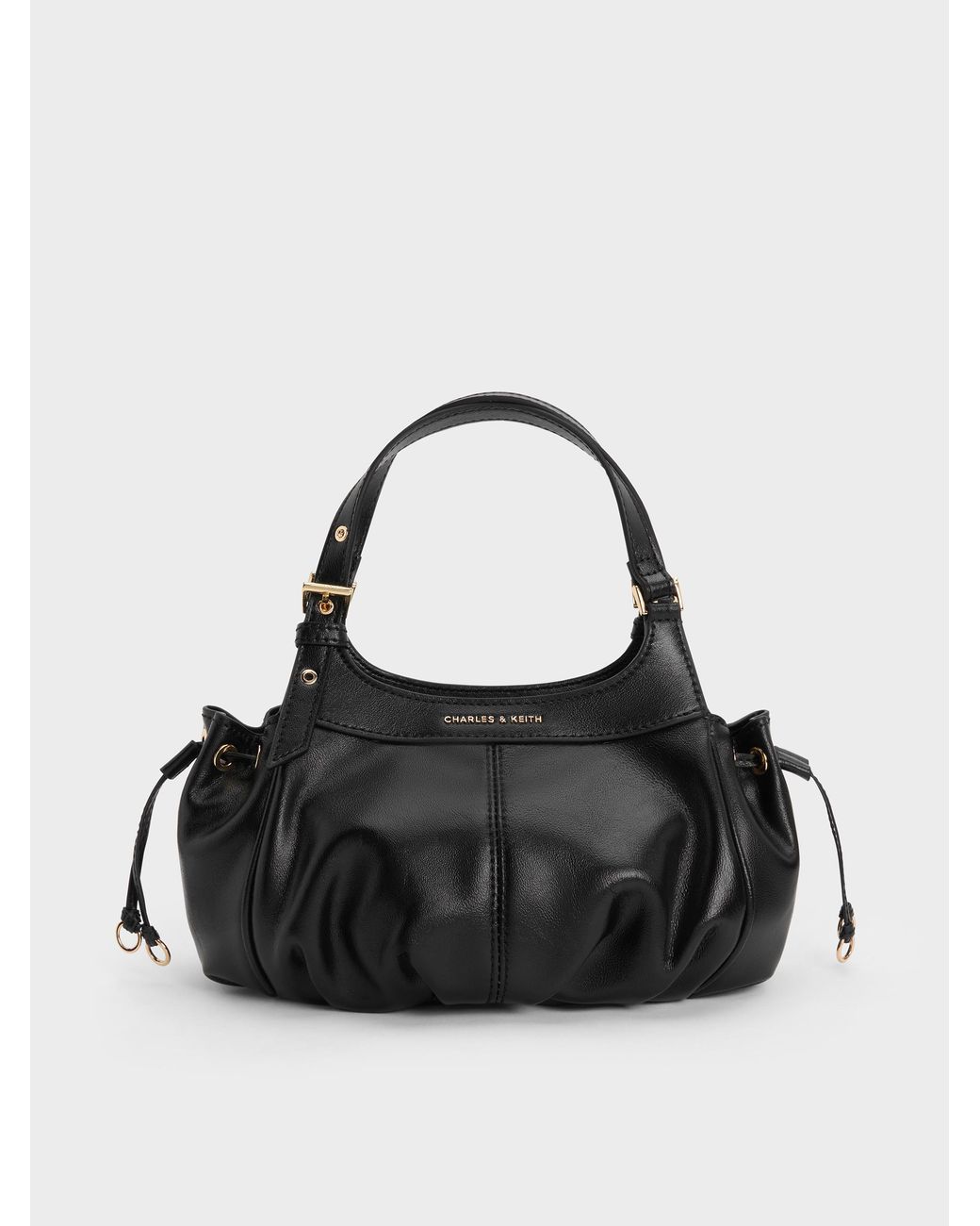 Charles & Keith Black Mini Lillith Drawstring Bucket Bag