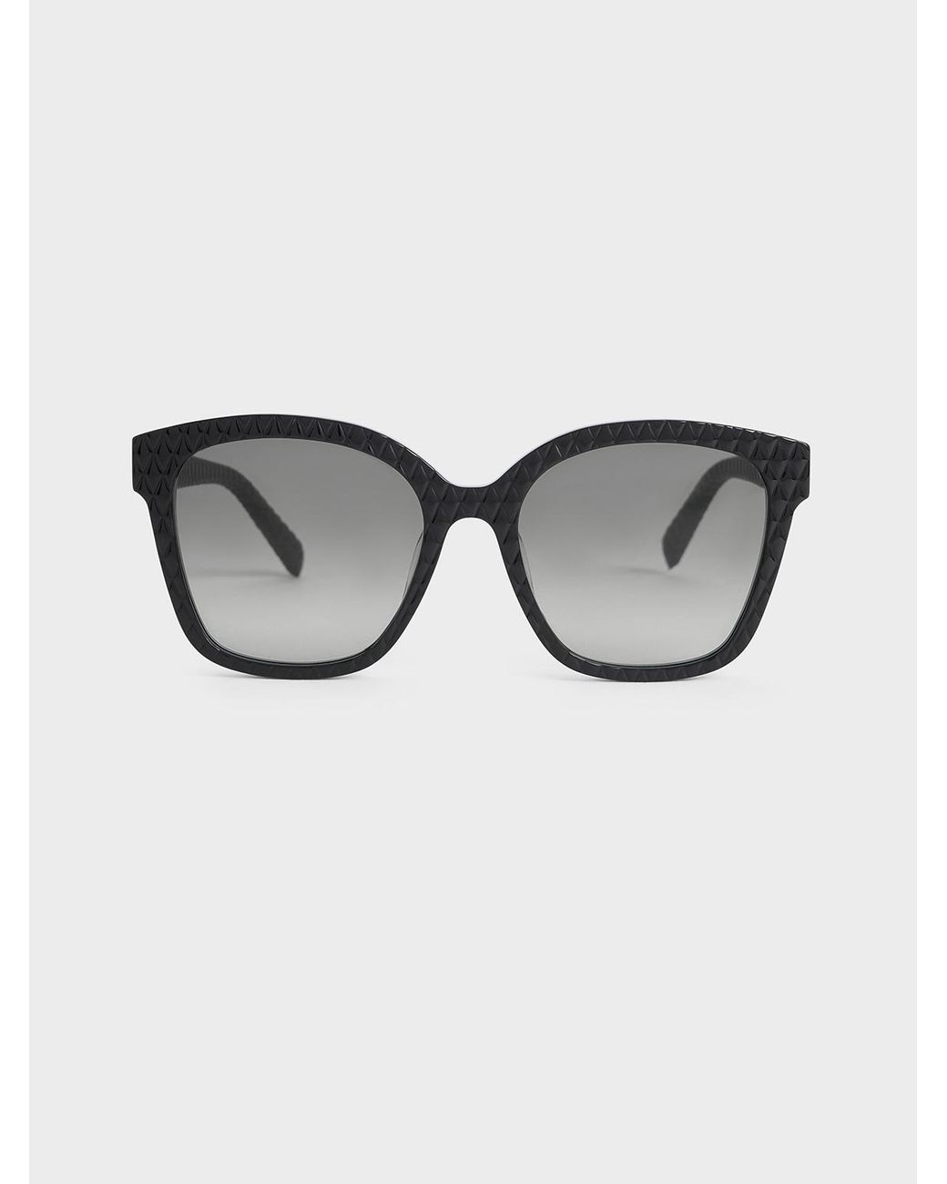 Charles & Keith Gray Leather Quilted Sunglasses