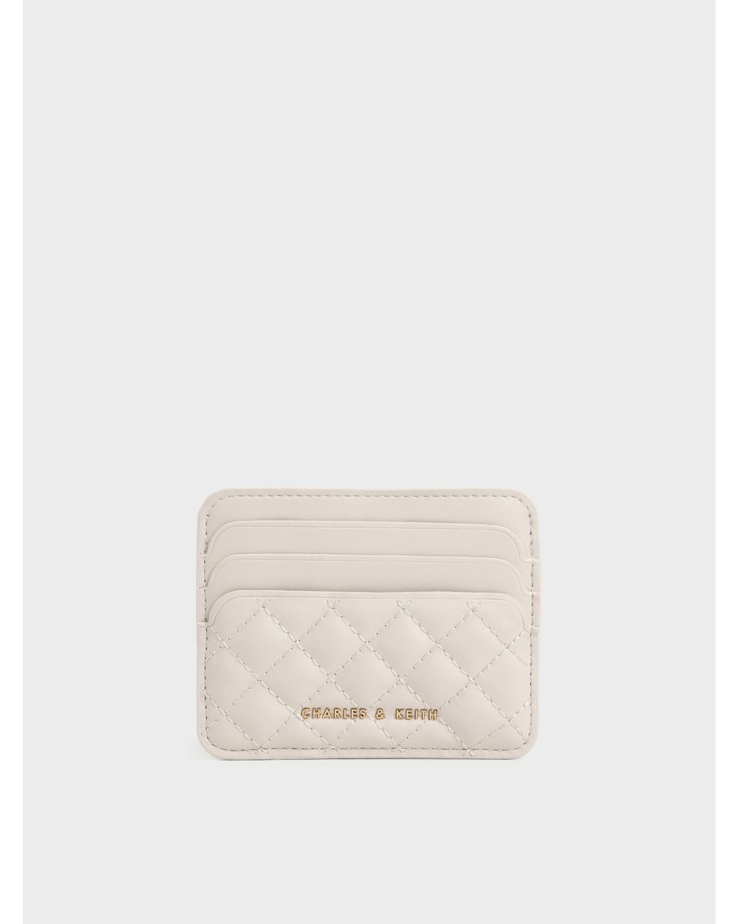 Charles & Keith Natural Cleo Quilted Card Holder