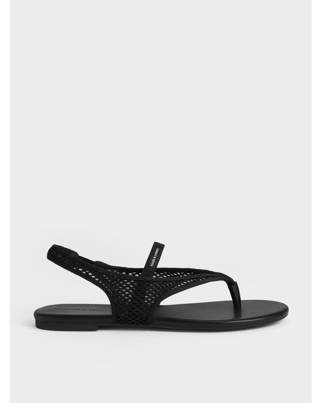 Charles & Keith White Ellory Mesh Thong Slingback Sandals