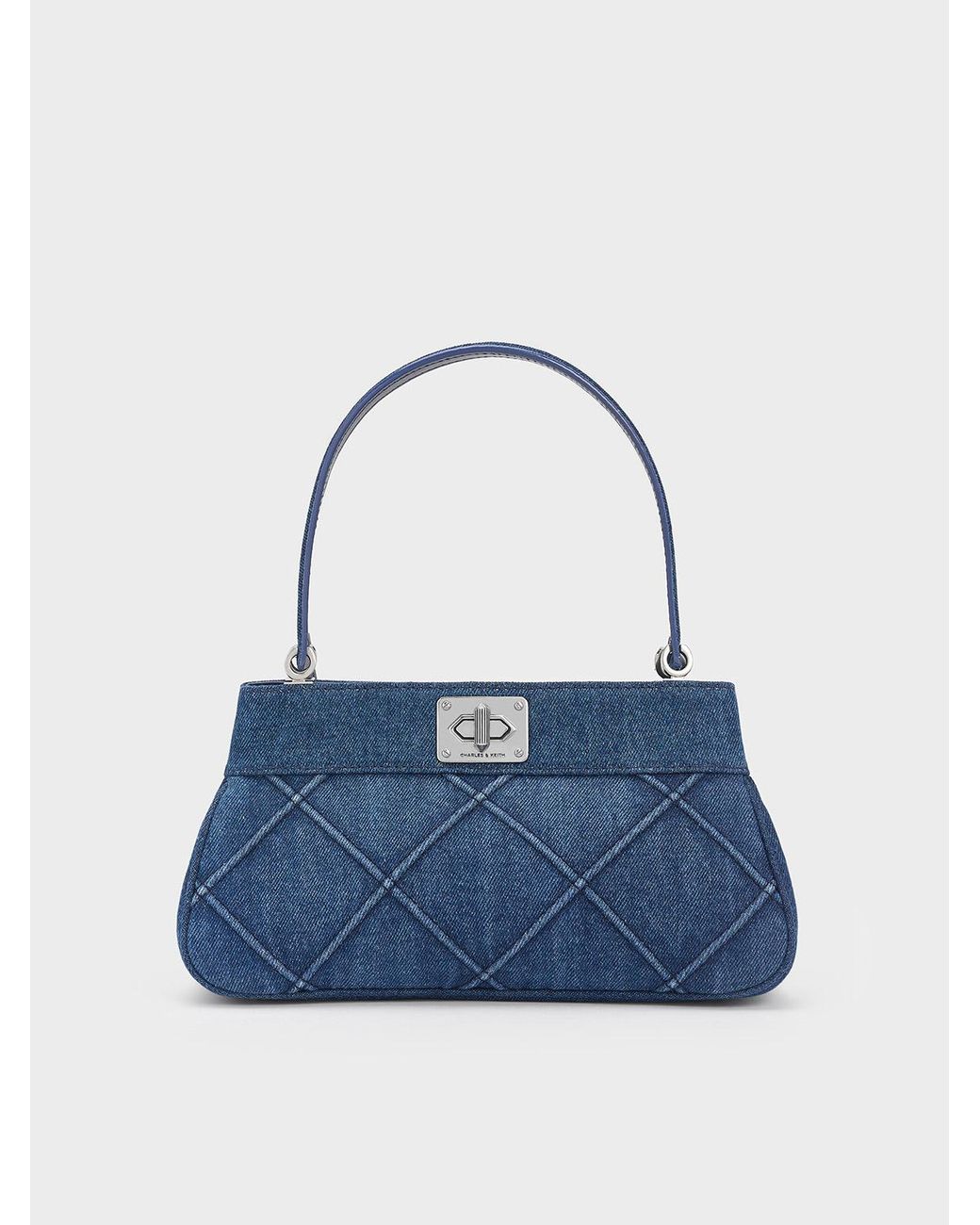Charles Keith Eleni Denim Quilted Shoulder Bag in Blue Lyst UK
