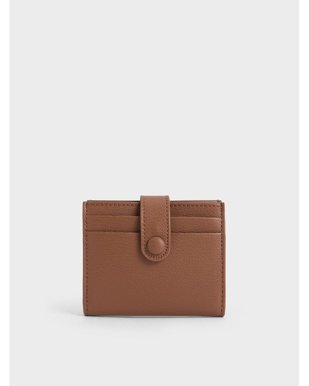 Charles & Keith Brown Bliss Snap Button Card Holder