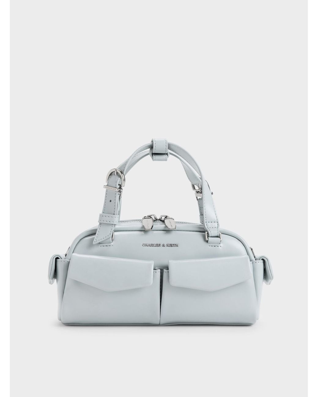 Charles & Keith Blue Rachel Multi-Pocket Bowling Bag