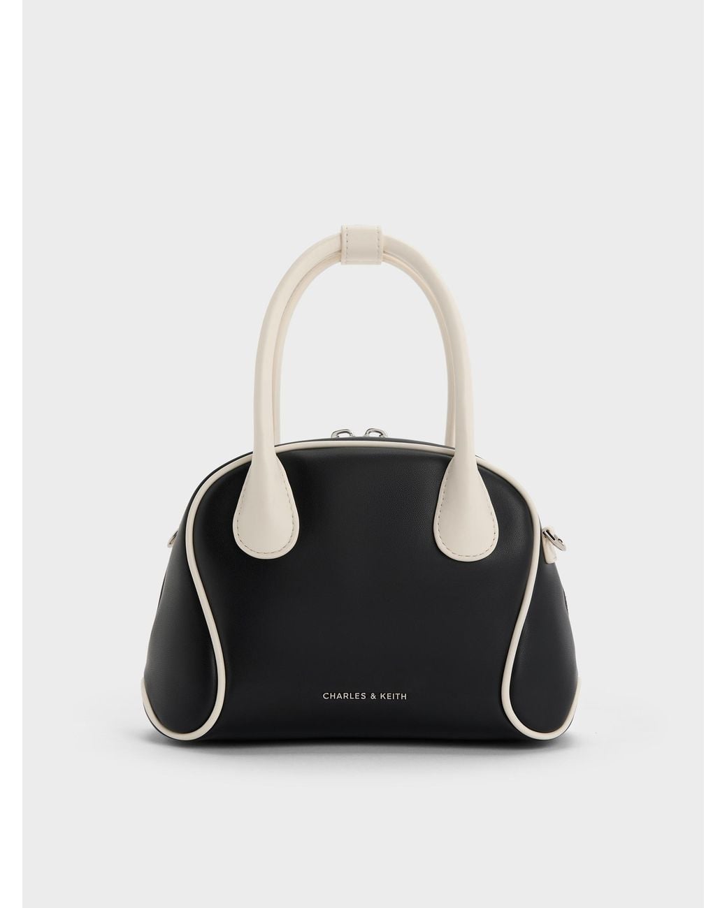 Charles & Keith Black Nelly Two-tone Bowling Bag