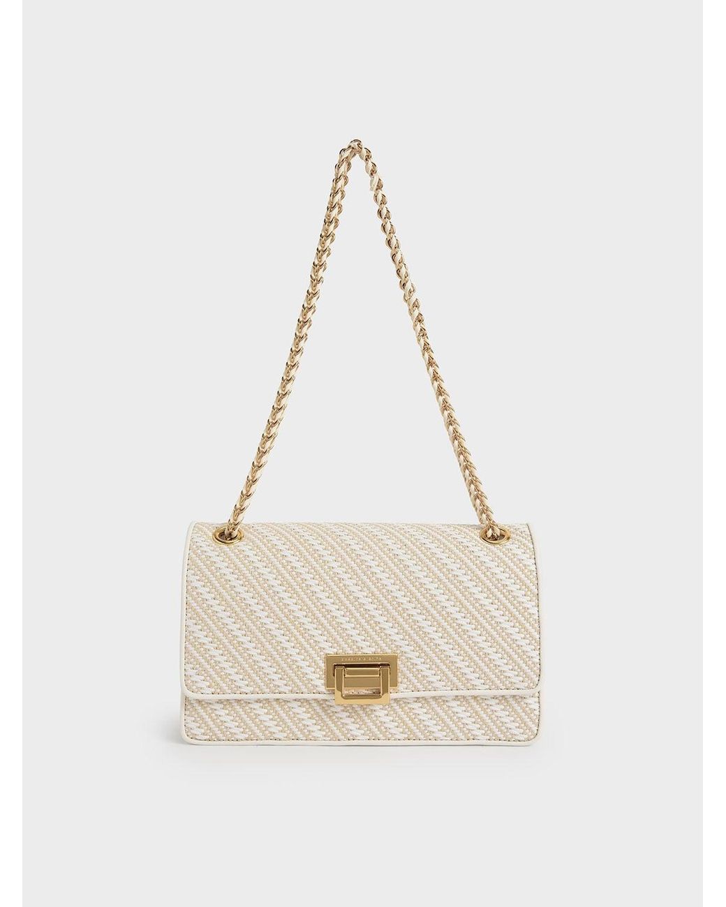 Charles & Keith Natural Everline Woven Braided-strap Shoulder Bag