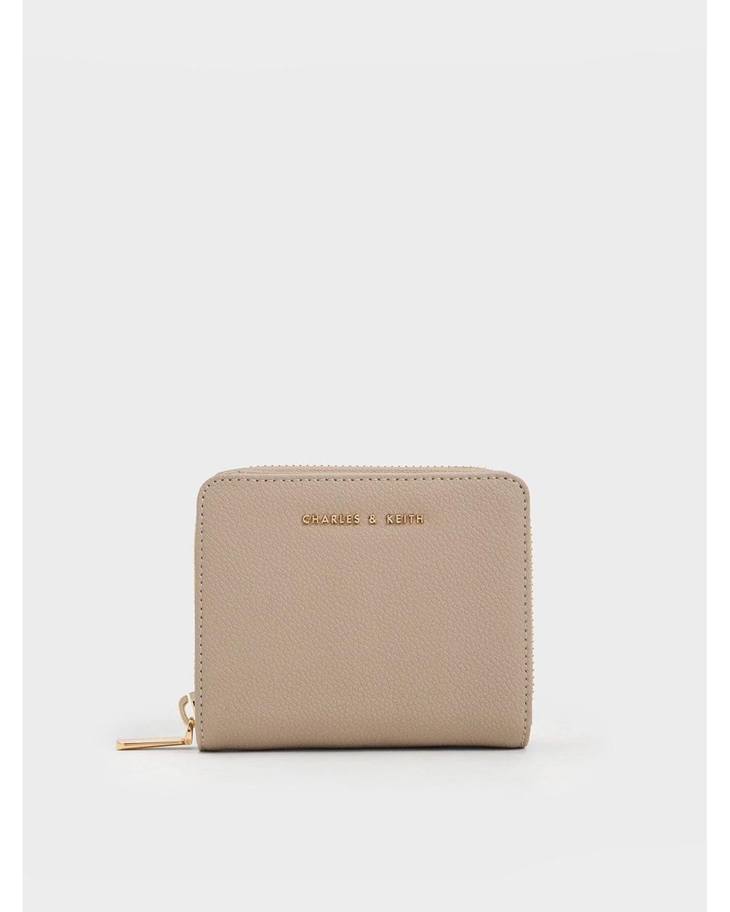 Charles & Keith Natural Finley Zip-around Small Wallet