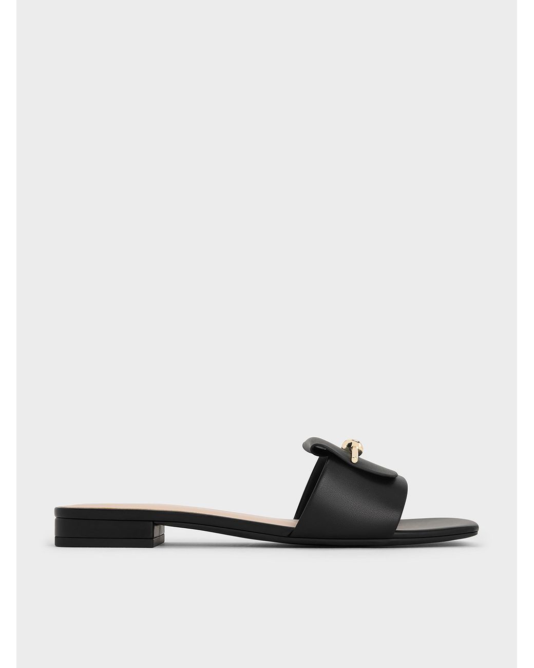 Charles & Keith White Knotted Accent Slide Sandals