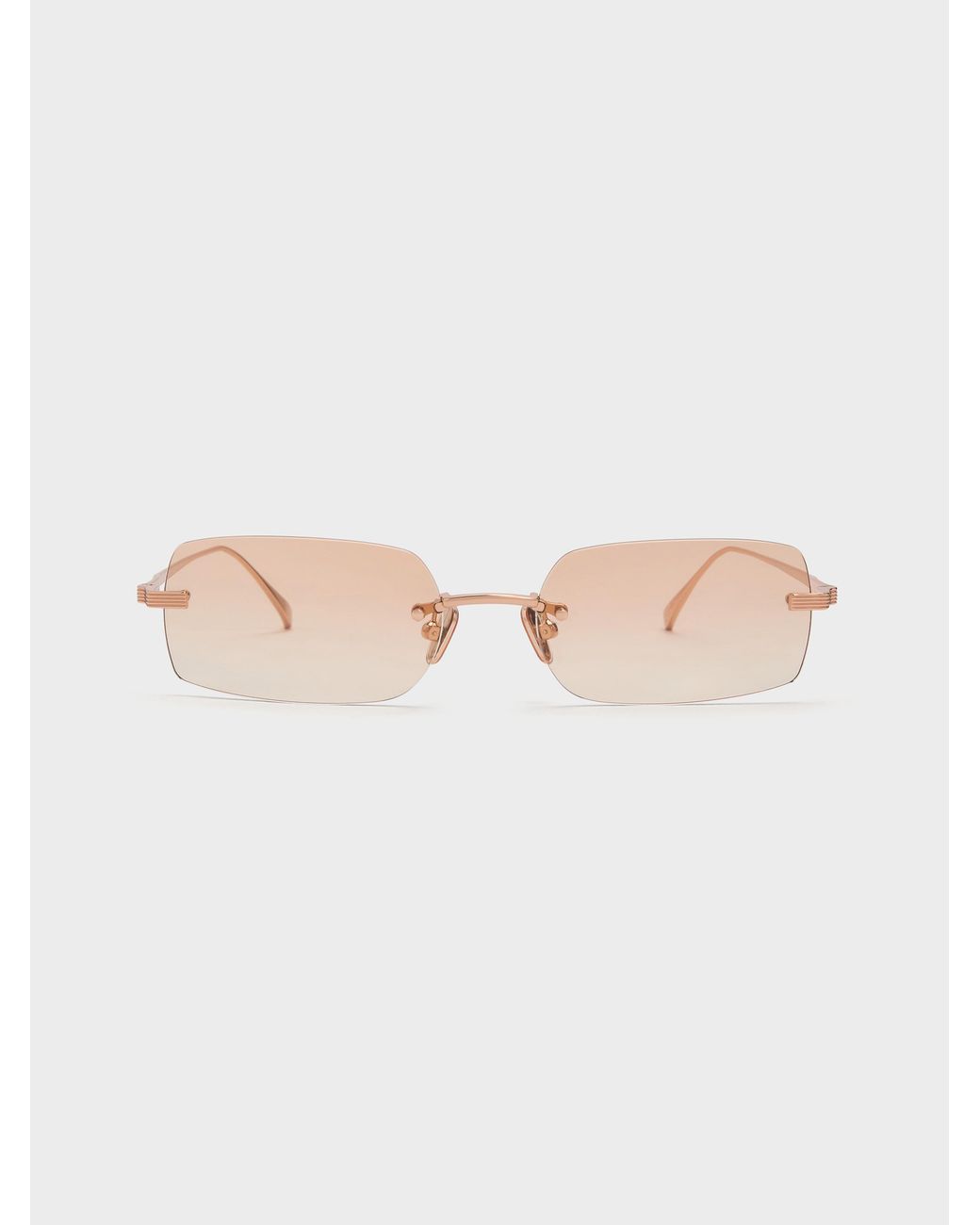 Charles & Keith Natural Easton Rimless Rectangular Sunglasses