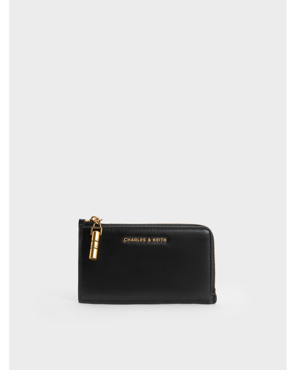 Charles & Keith Black Cesia Zip-Around Card Holder