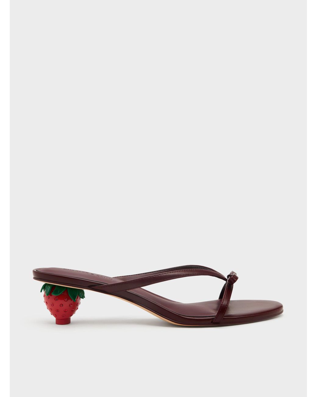 Charles & Keith Red Sonali Bow Strawberry-Heel Mules