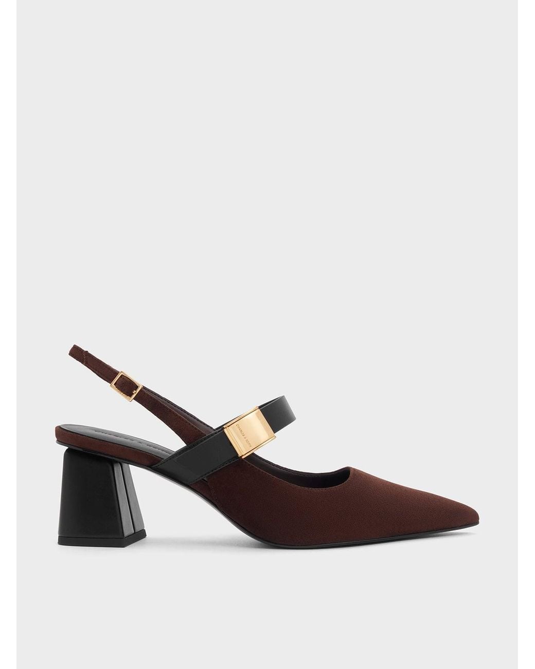 Charles & Keith Brown Yvette Faux Suede Mary Jane Slingback Pumps