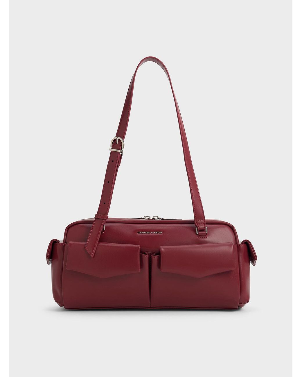 @re__rrj9⑥CHARLES & KEITHバッグ Charles & Keith Rachel Multi-Pocket Shoulder Bag in Red | Lyst