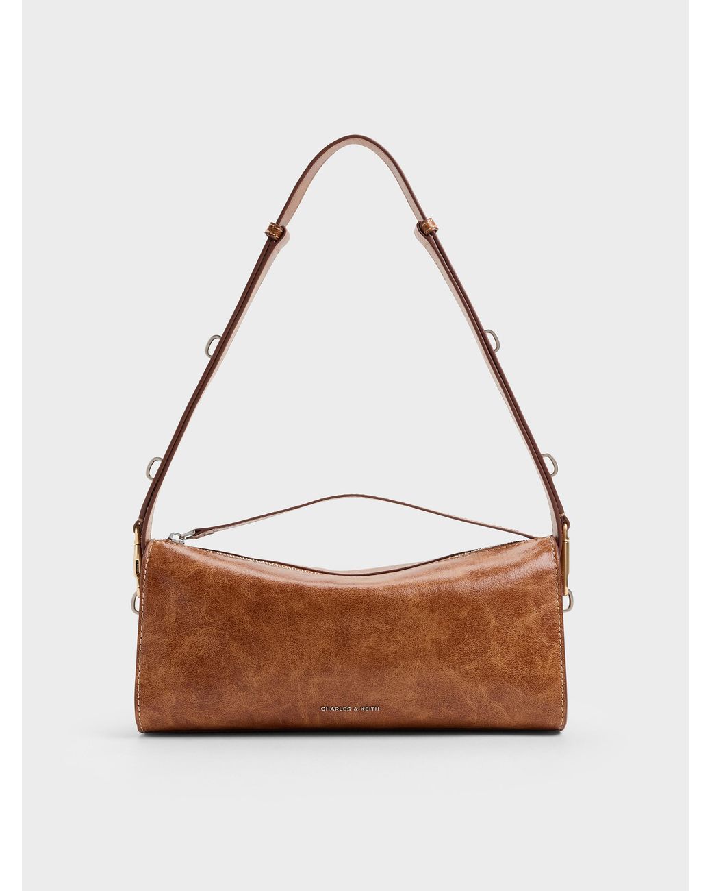 Charles & Keith White Delfina Elongated Shoulder Bag