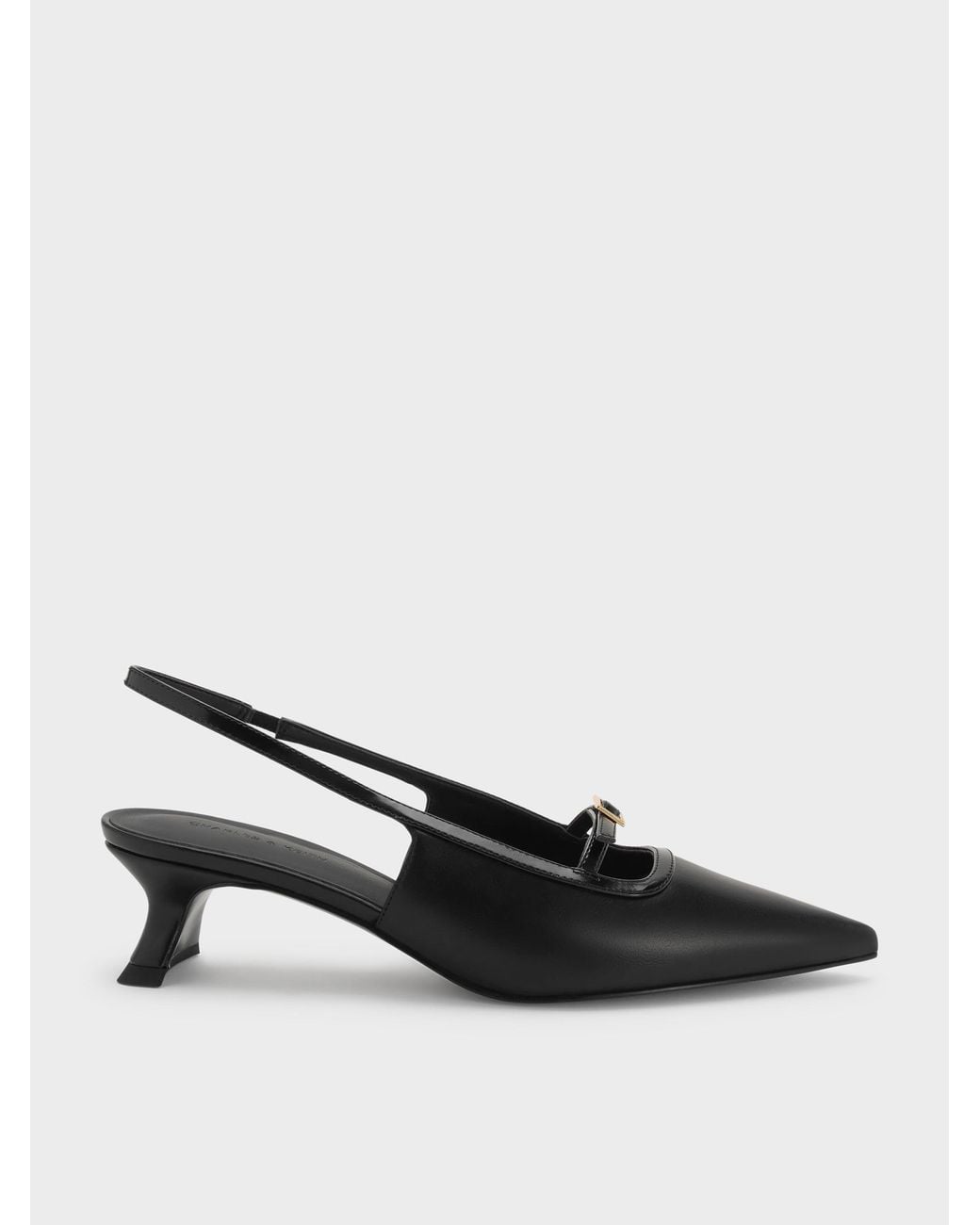 Charles & Keith Black Buckle-Strap Slingback Pumps