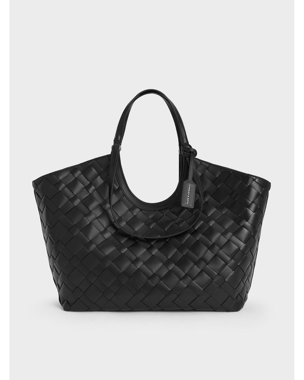 Charles & Keith Black Ivette Woven Tote Bag