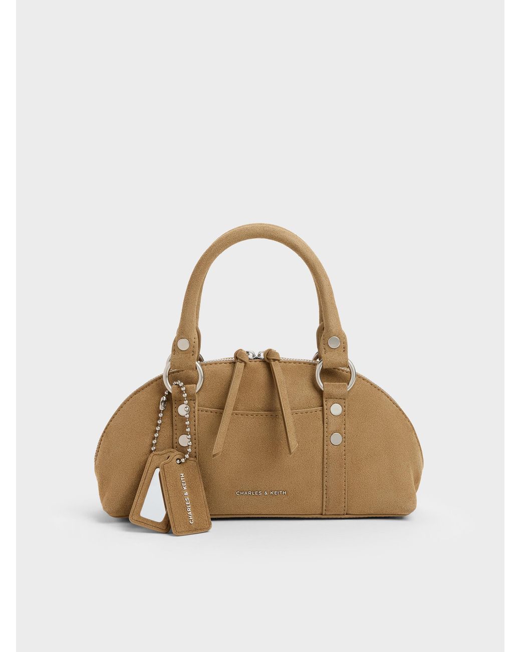 Charles & Keith Natural Tatiana Studded Bowling Bag
