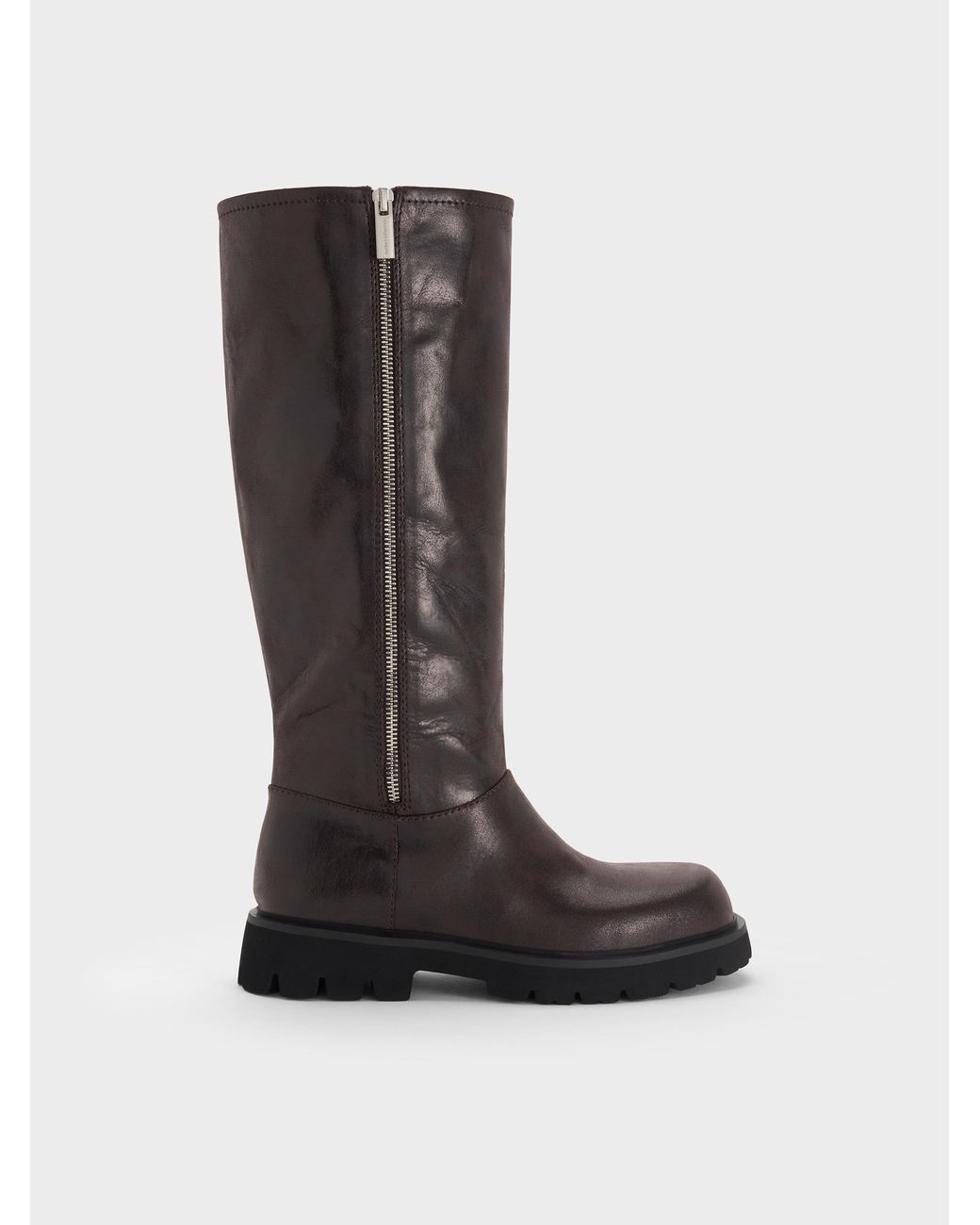 Charles & Keith Black Rosamond Knee-High Boots