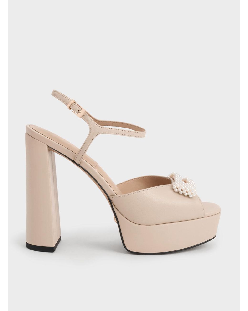 Light Pink Asymmetric Strap Chrome Heel Mules - CHARLES & KEITH US