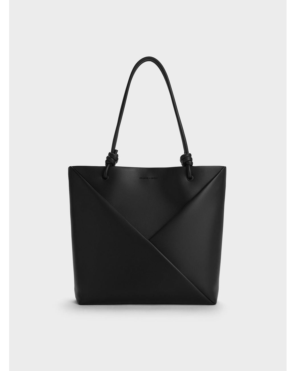 Charles & Keith Black Midori Geometric Tote Bag