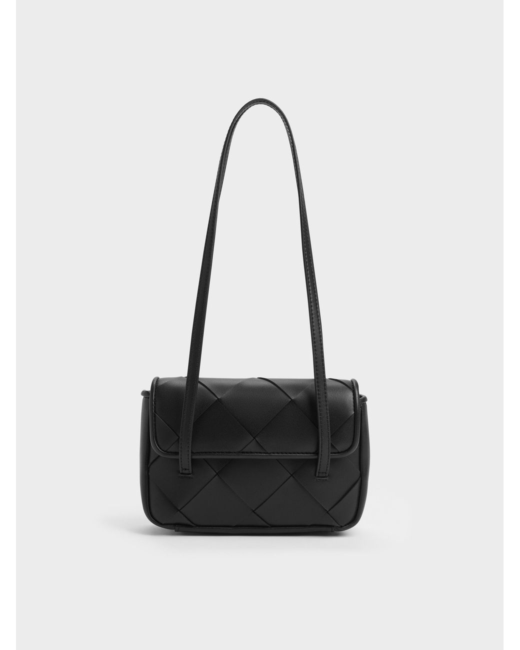 Charles & Keith Black Maribel Woven Shoulder Bag