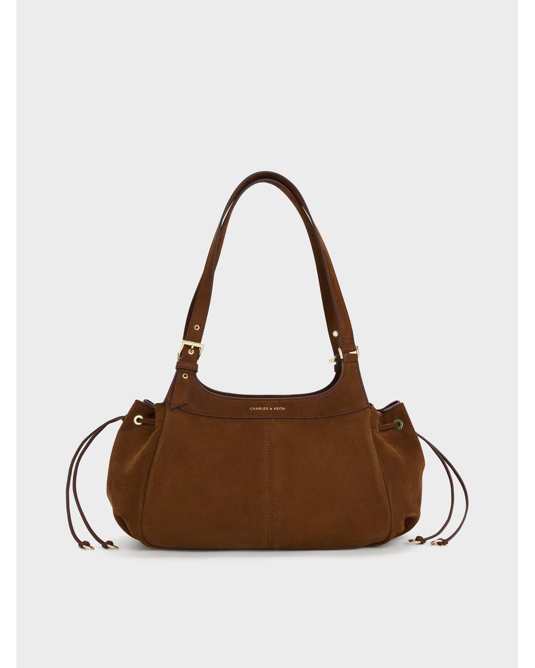 Charles & Keith Brown Lillith Drawstring Tote Bag