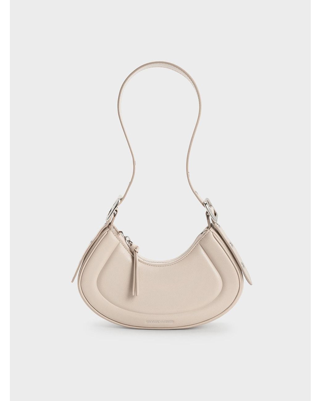 Charles & Keith Natural Petra Curved Shoulder Bag
