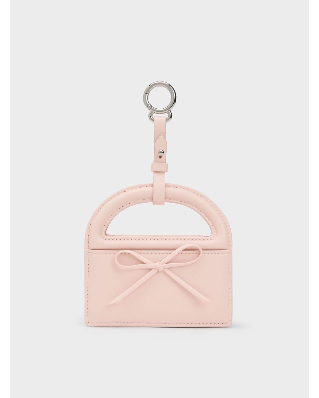 Charles & Keith Pink Reese Bow Top Handle Wristlet