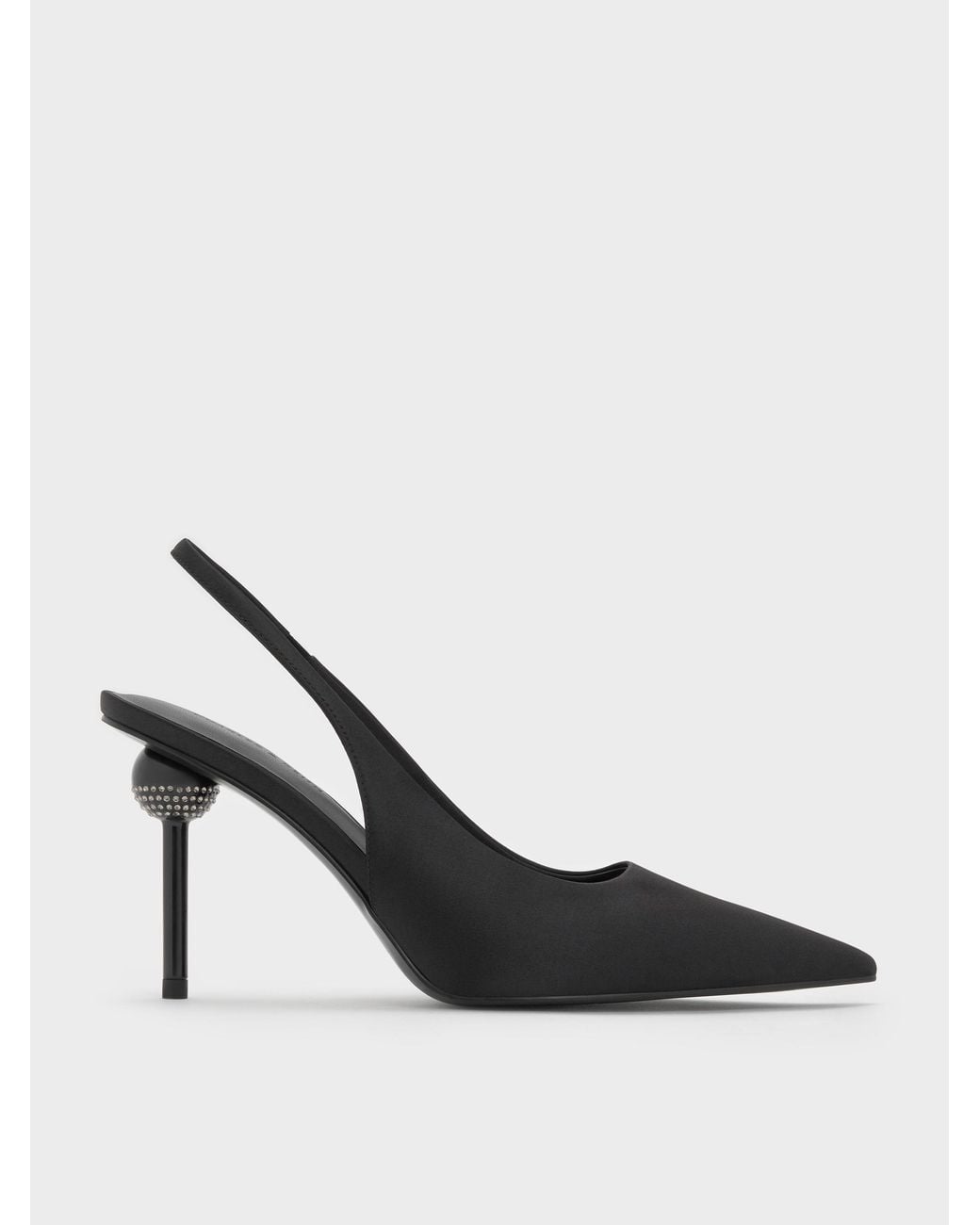Charles & Keith Multicolor Satin Crystal Ball-Heel Slingback Pumps