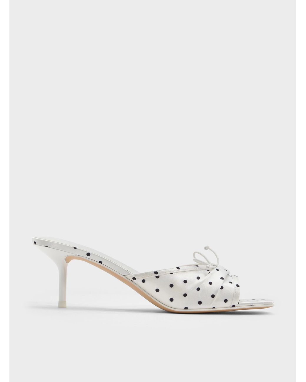 Charles & Keith White Sadira Polka-Dot Heeled Mules
