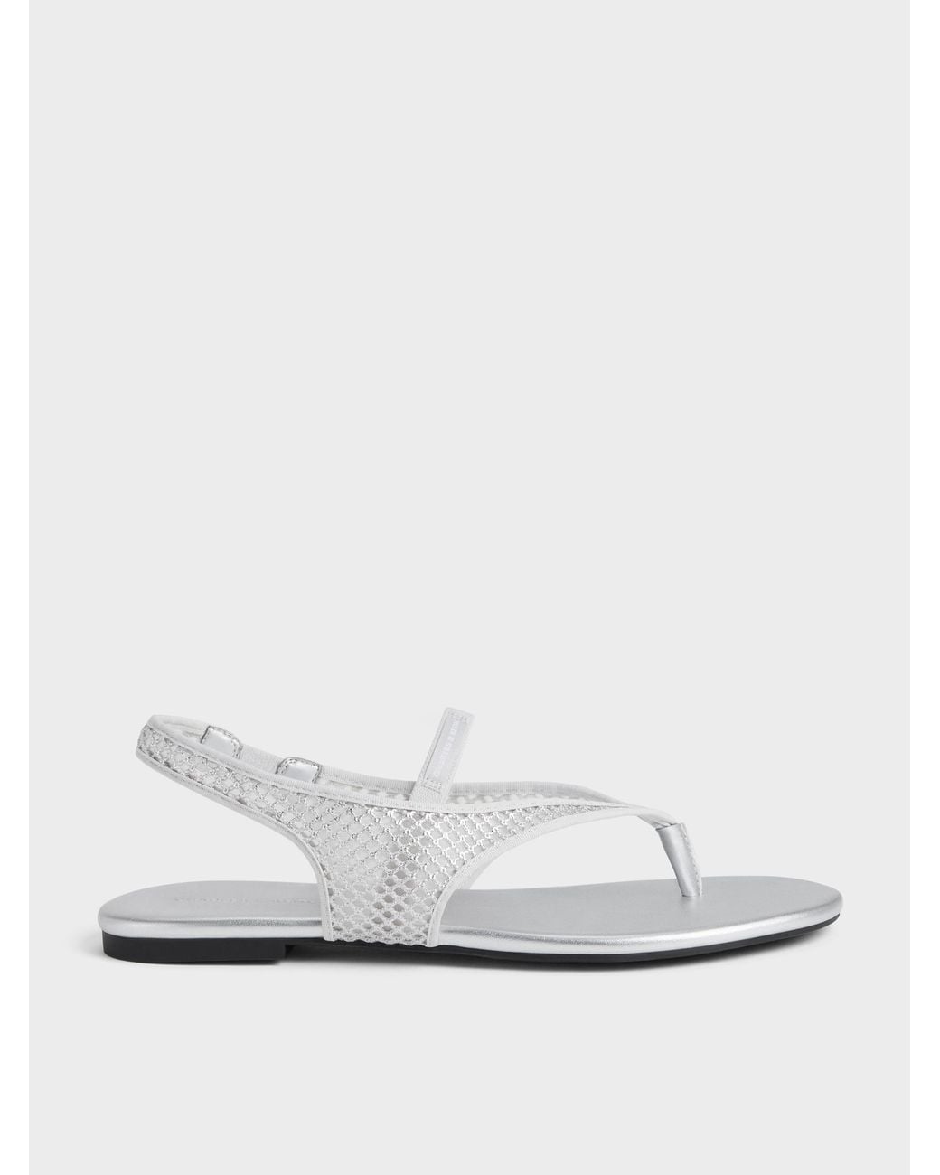 Charles & Keith White Ellory Mesh Thong Slingback Sandals
