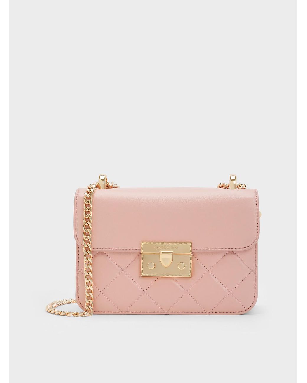 Charles & Keith Pink Alva Quilted Chain-Handle Bag