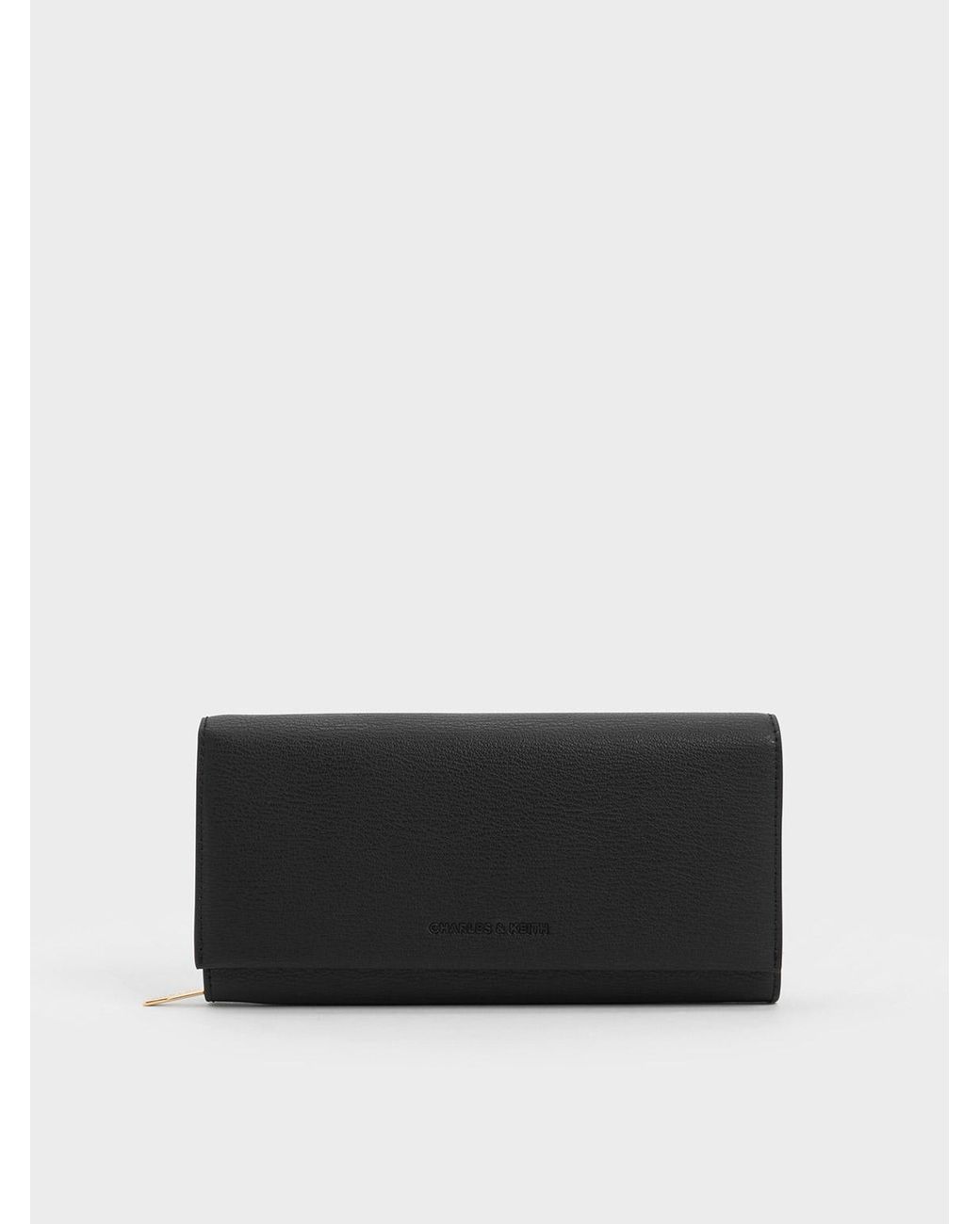 Charles & Keith Black Muriel Front Flap Long Wallet