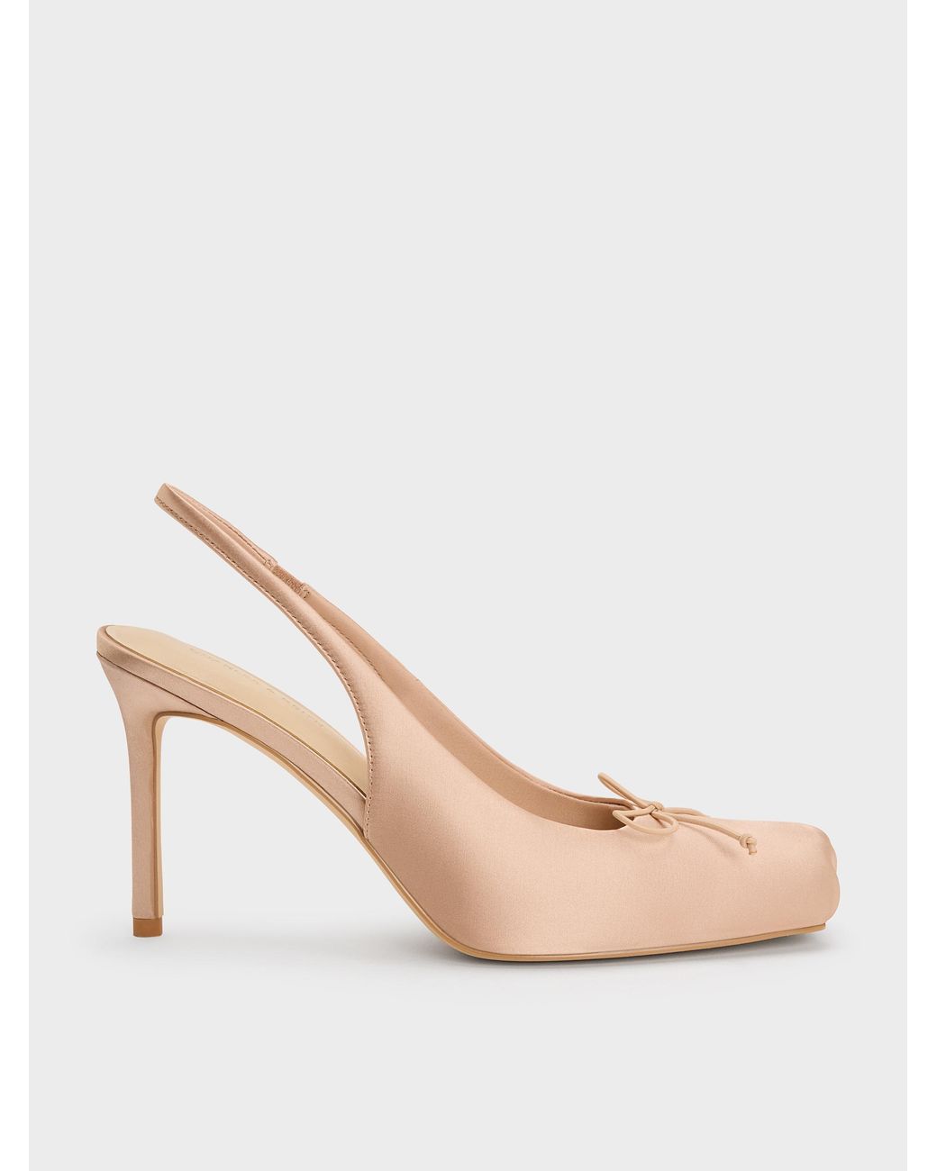 Charles & Keith Natural Satin Ruched Stiletto Slingback Pumps