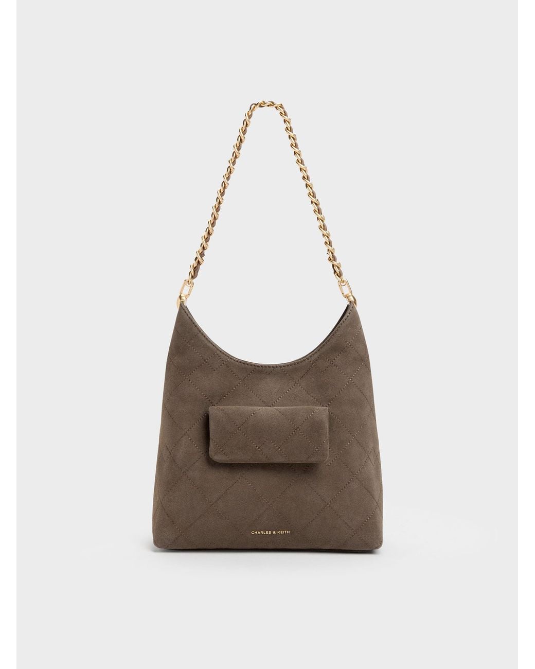 Charles & Keith Multicolor Duo Quilted Front-Pocket Chain Hobo Bag