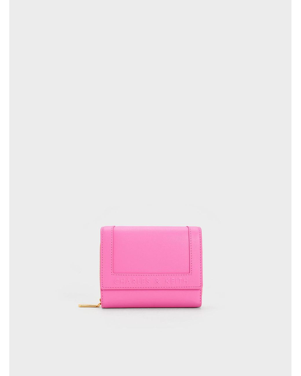 Charles & Keith Stitch-trim Front Flap Wallet in Pink | Lyst