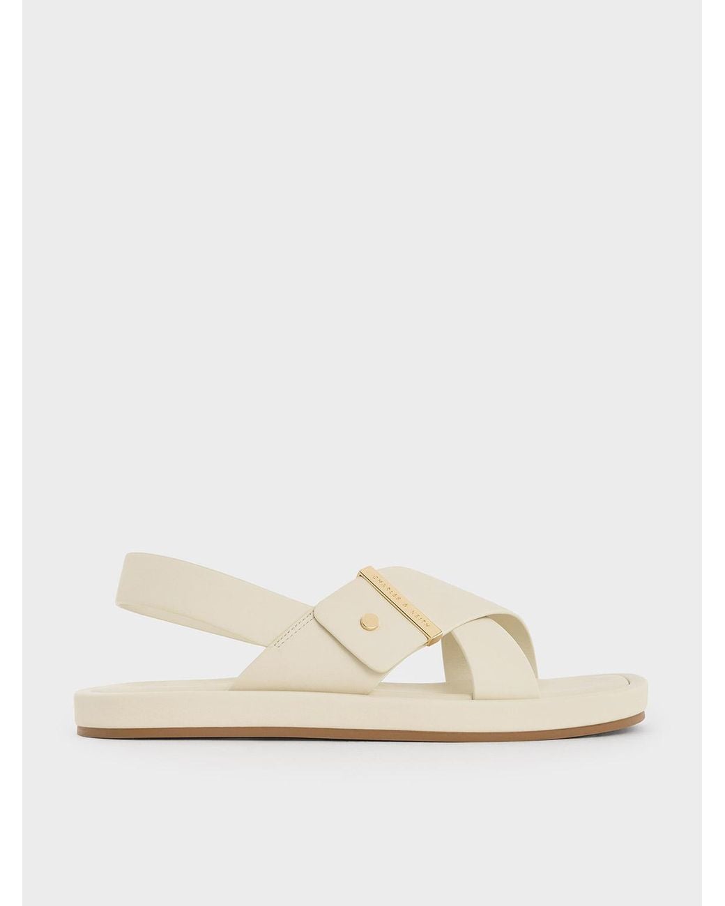 Charles & Keith Natural Audra Crossover Slingback Sandals