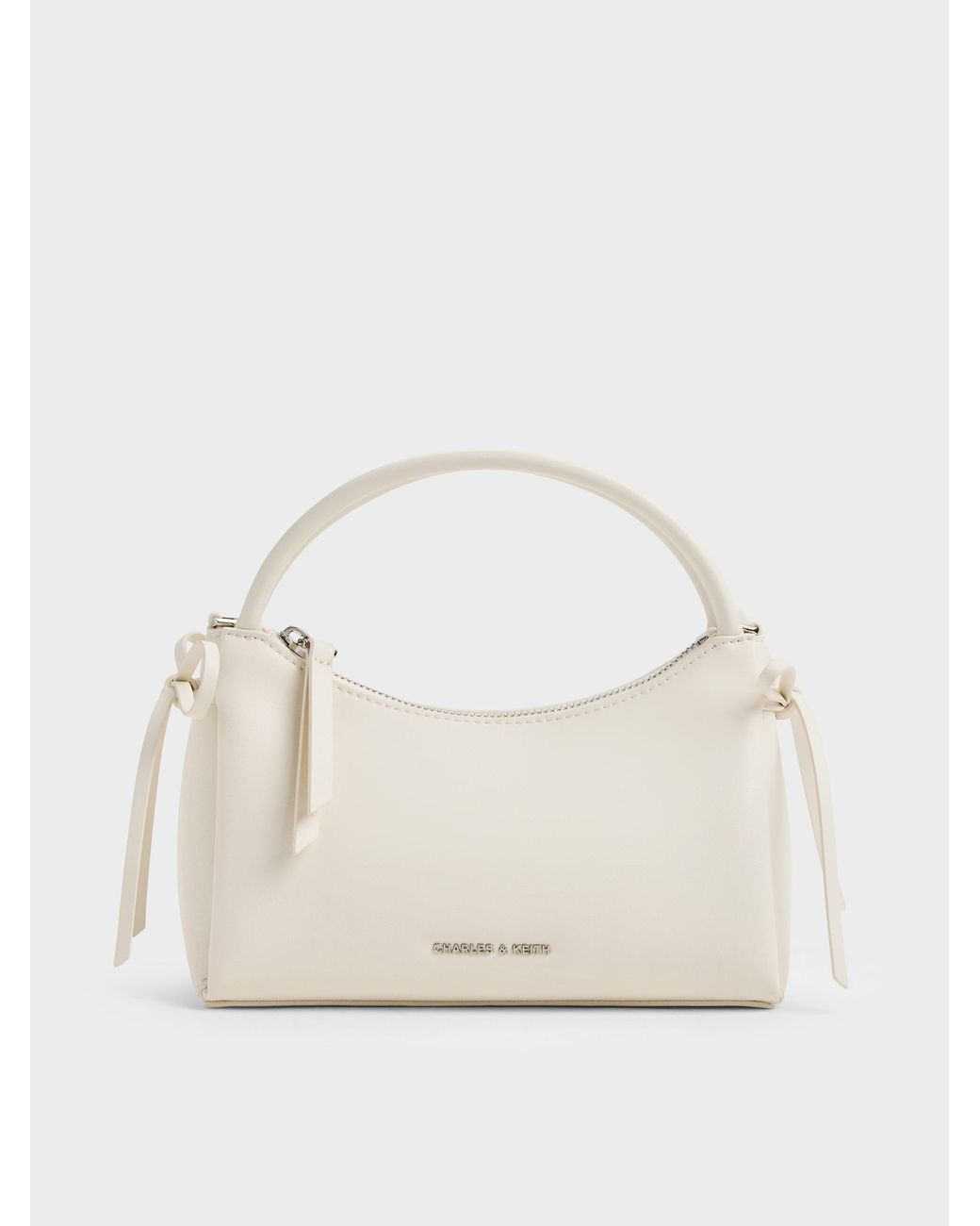 Charles & Keith Natural Hazel Bow Top Handle Bag