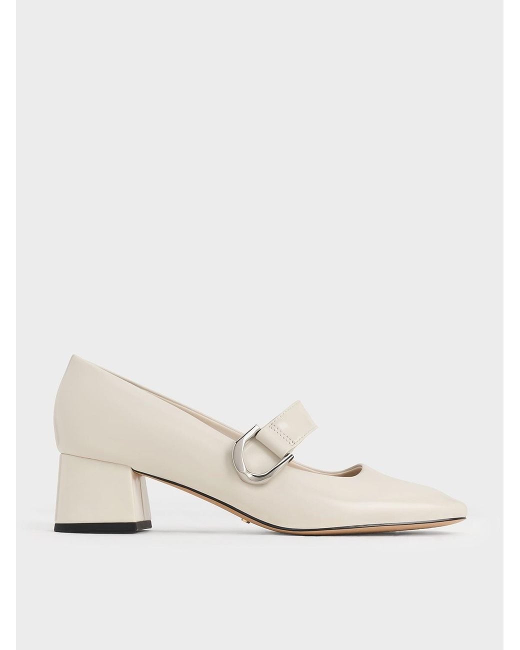 Charles & Keith Natural Gabine Leather Mary Jane Pumps