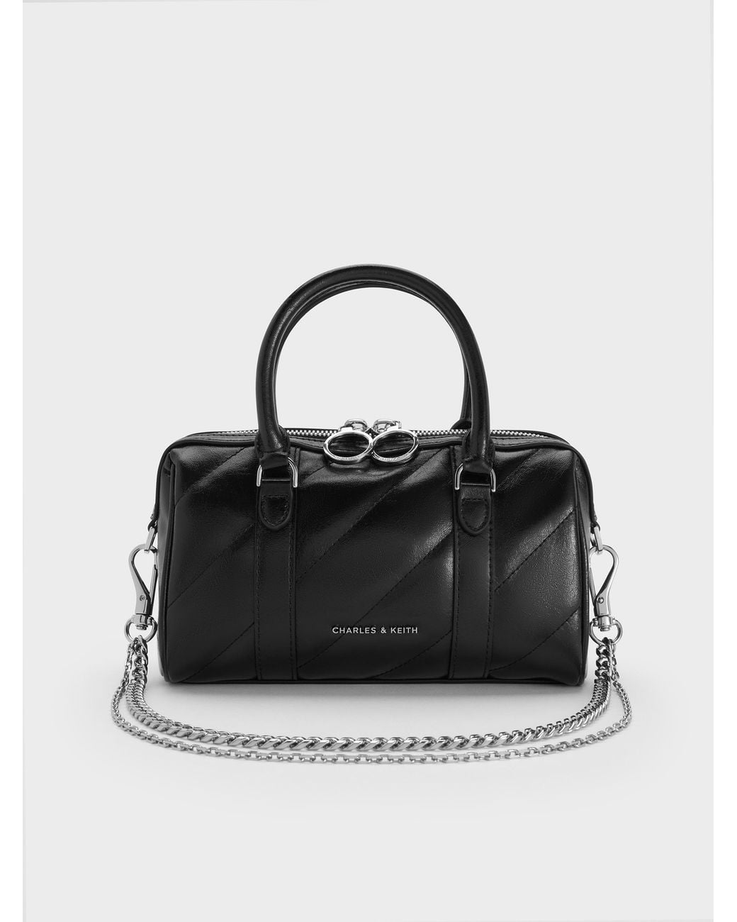 Charles & Keith Black Philomena Bowling Bag
