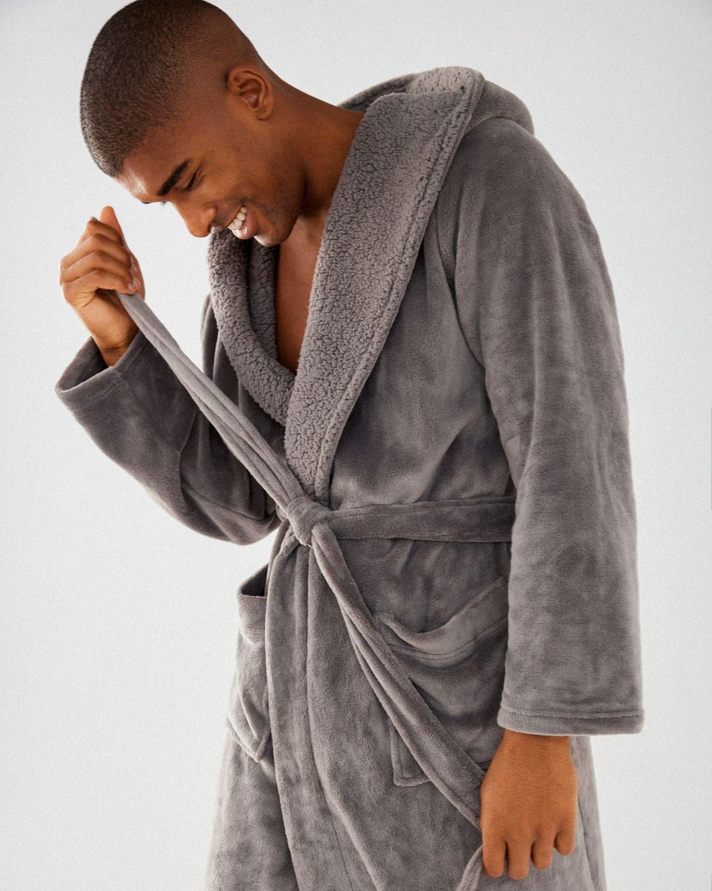 Chelsea Peers NYC Grey Fluffy Dressing Gown in Gray for Men | Lyst